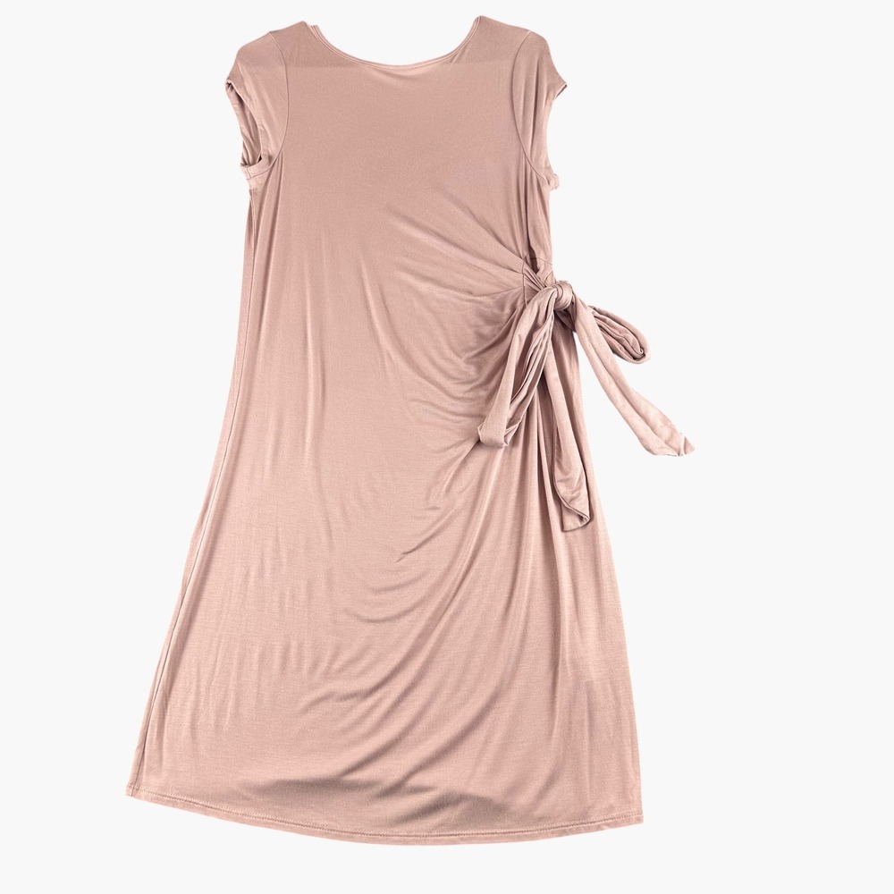 My Bump Maternity Side Tie Draped Dress Blush Pink Cap Sleeve Scoop Neck